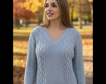 Bevy Superfine Alpaca Sweater – Elegant Cable Knit Pullover for Women, Business Casual Fashion Gift