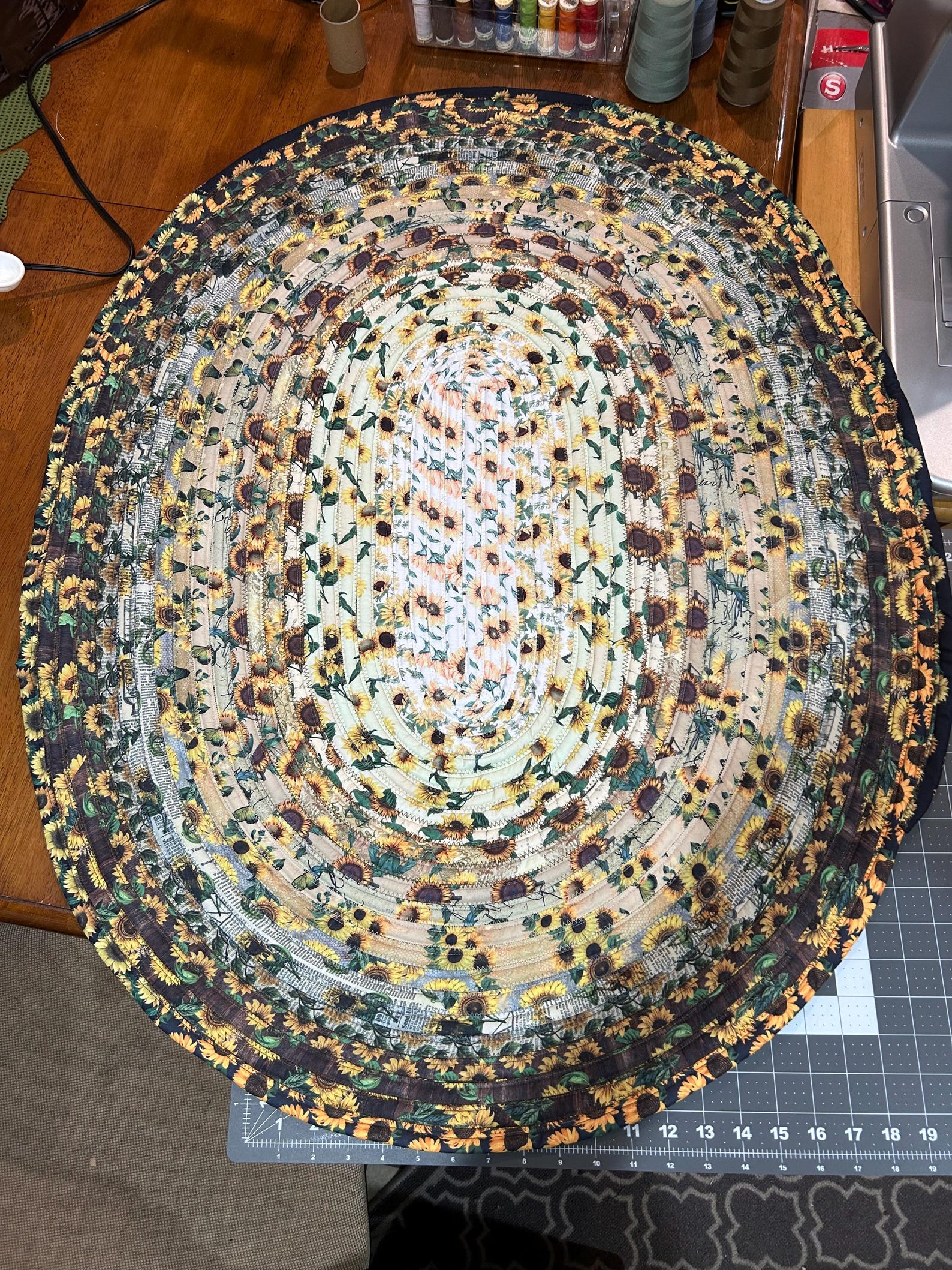 Handmade Sunflower Jelly Roll Oval Rug - Vibrant Home Decor - Etsy