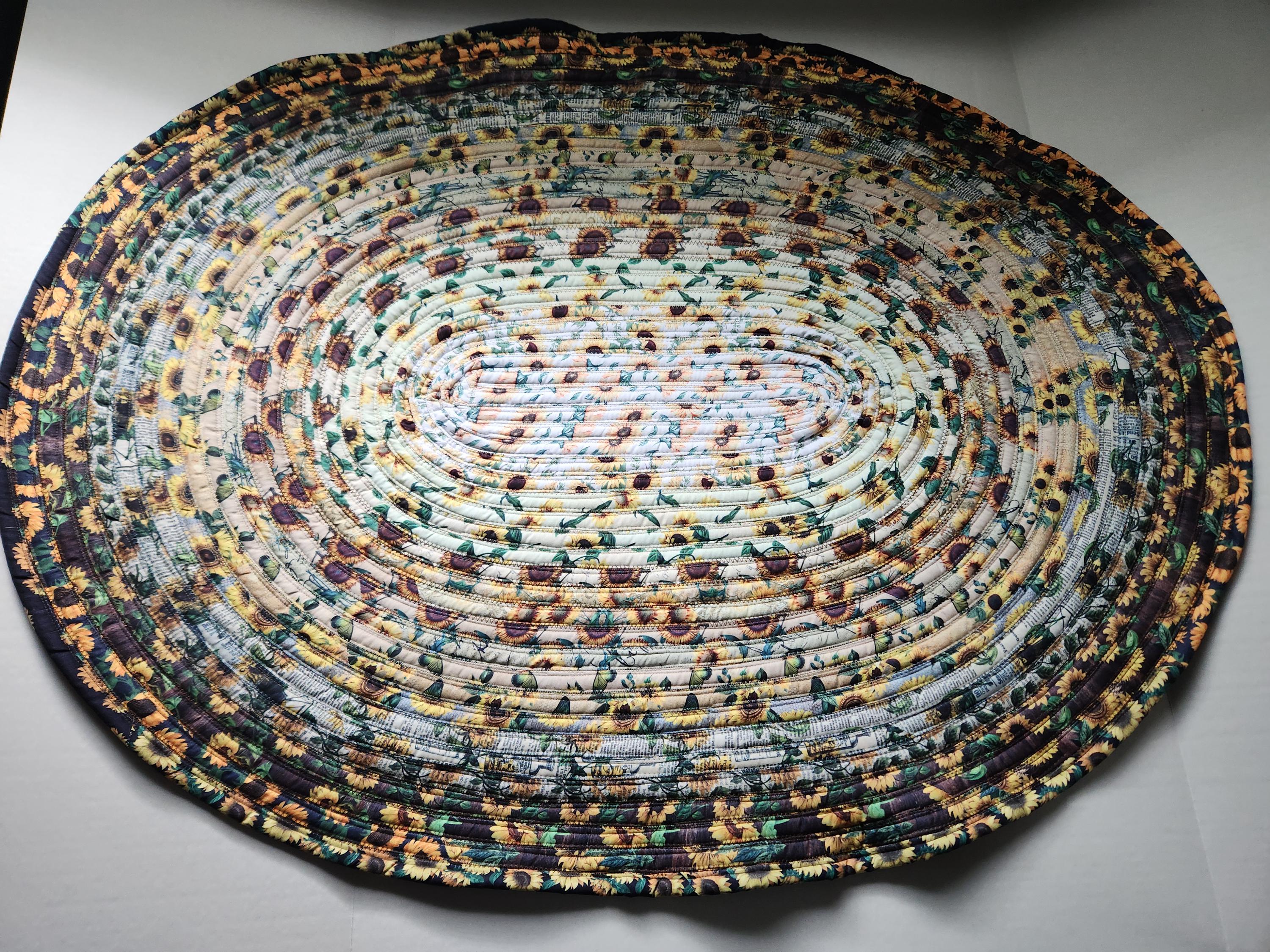 Handmade Sunflower Jelly Roll Oval Rug - Vibrant Home Decor - Etsy