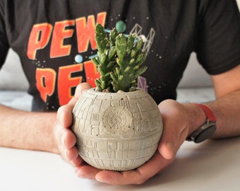 Star wars  large pot - 10 cm - death star inspired pen holder,  empire planter, star wars fan gift