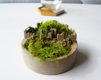 City landscape building plant pot, metropolis architecture planter