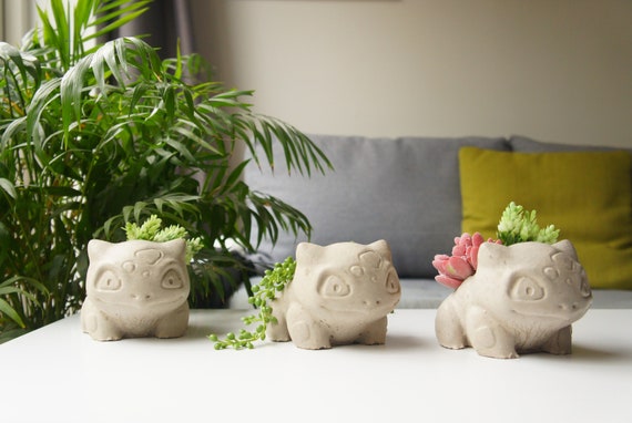 Concrete Bulbasaur Pot Pokemon Birthday Gift Succulent Planter
