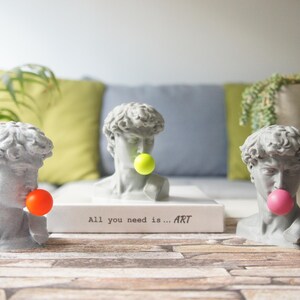 David Bust Pop Art Gummy Figure, Michelangelo's David Statue, Head Sculpture, Modern Art Unique Home Decoration Gift