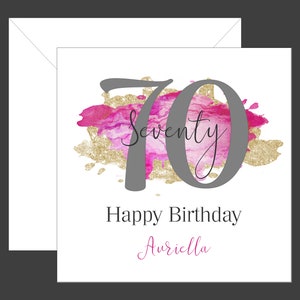 Personalised 70th Birthday Card, Birthday Card, Happy 70th, Seventy, Gran, Nan, Auntie, Grandad, Mum, Dad, Husband, Wife,, Any Relative/Name