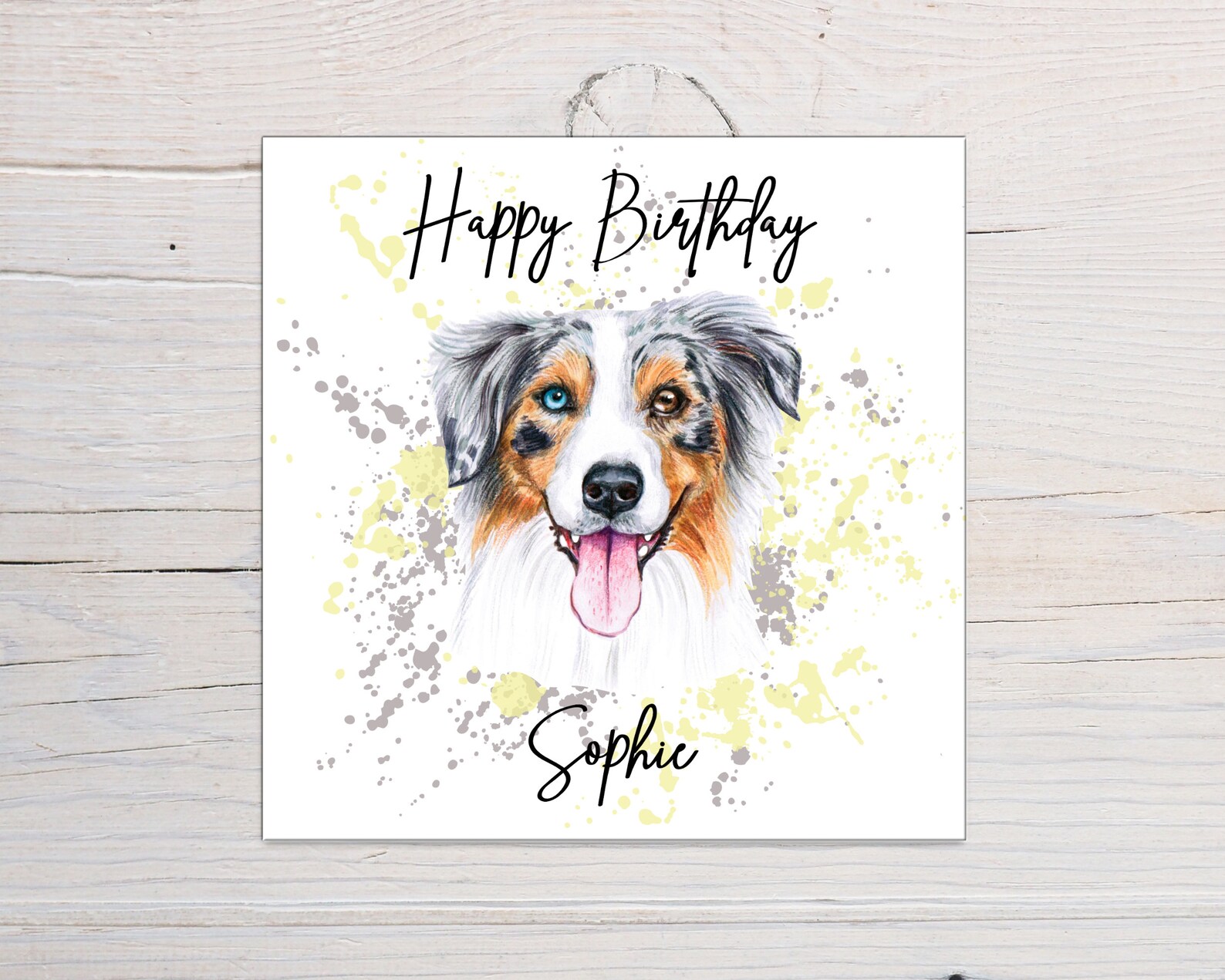 Personalised Australian Shepherd Dog Birthday Card Dog Breed Etsy