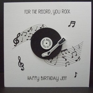 Handmade 3D Music Birthday Card, Card for him, Card for her, Record Player, Vinyl, You Rock, Birthday Card, Personalised card