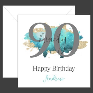 Personalised 90th Birthday Card, Birthday Card, Happy 90th, Ninety, Gran, Nan, Auntie, Grandad, Mum, Dad, Husband, Wife, Any relative/Name