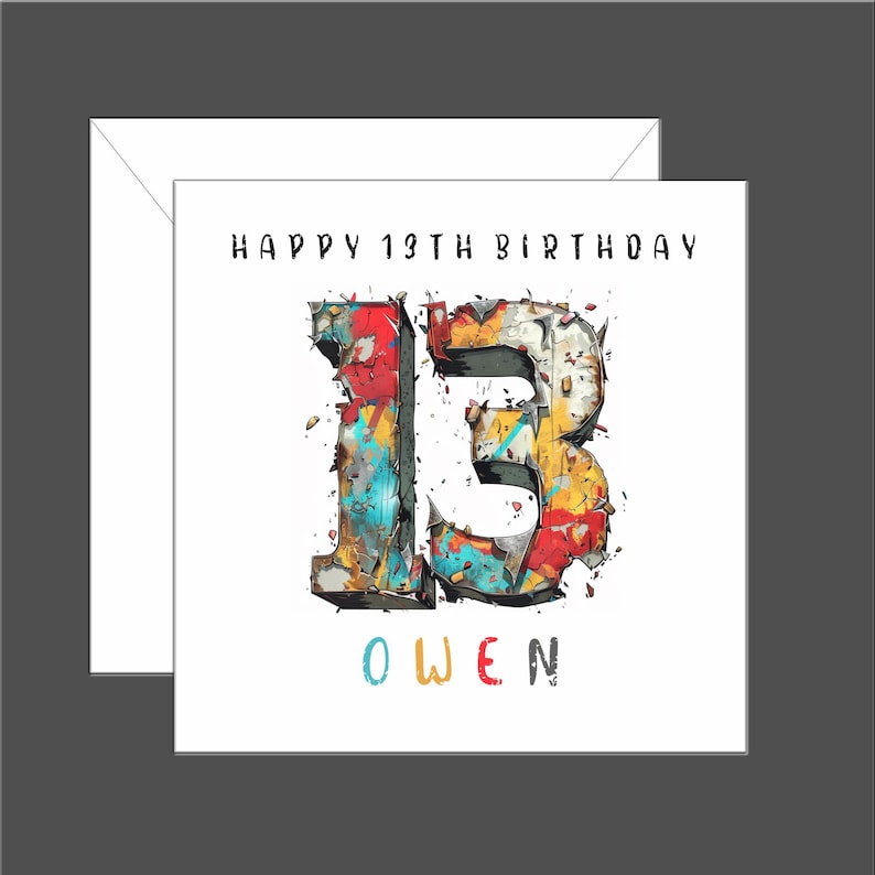 12th Birthday Card, Personalised 12, Twelfth, Son, Daughter, Grandson, Granddaughter, Alternative Grunge Design, Teenager image 5