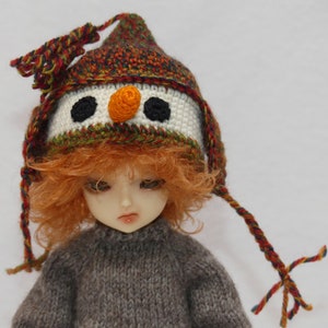 Crochet Snowman Hat Pattern Fits YoSD BJD Dolls Stocking Cap PDF Download