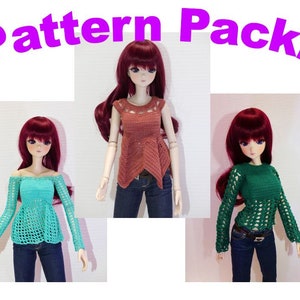 Pattern Pack! Set of Three Smart Doll Crochet Patterns: Pointed Kerchief, Christmas Tree, Honeycomb Bundle PDF Download EASY Skill Level
