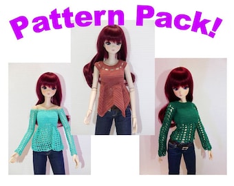 Pattern Pack! Set of Three Smart Doll Crochet Patterns: Pointed Kerchief, Christmas Tree, Honeycomb Bundle PDF Download EASY Skill Level