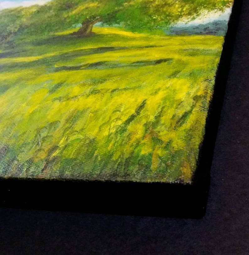 Fine Art Acrylic Painting Tree Adorned Hills in Golden Light Etsy