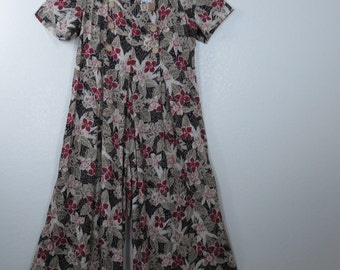 Vintage Jeffrey /& Dara by Linda Hutley Womens Size 16 Floral Pleated Romper Jumper Jumpsuit 100/% Rayon Made in USA