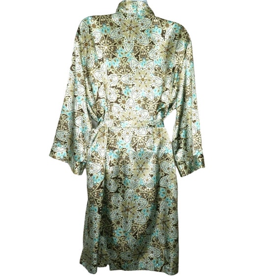 Vintage 80s Adonna Kimono Dressing Robe L Blue Br… - image 8