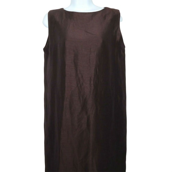 Vintage 80s/90s Eileen Fisher Brown Maxi Tank Dre… - image 3