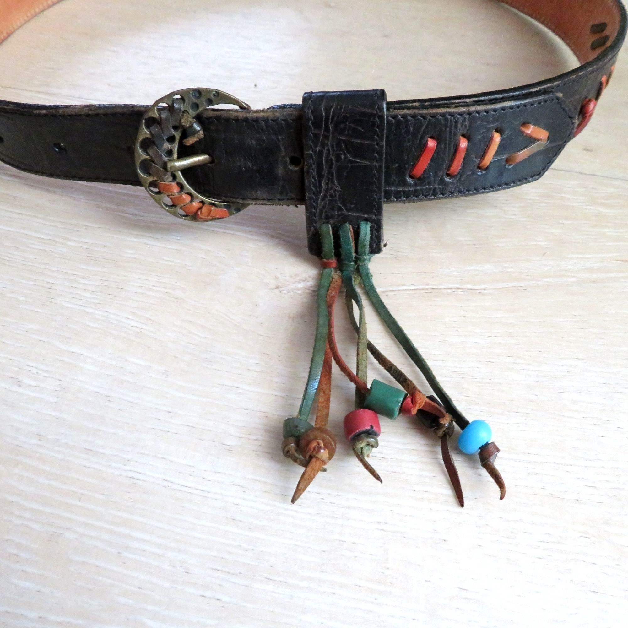 すぐったレディース福袋 Falchi Carlos 80s Vintage Leather Womens Embossed Black Belt 小物