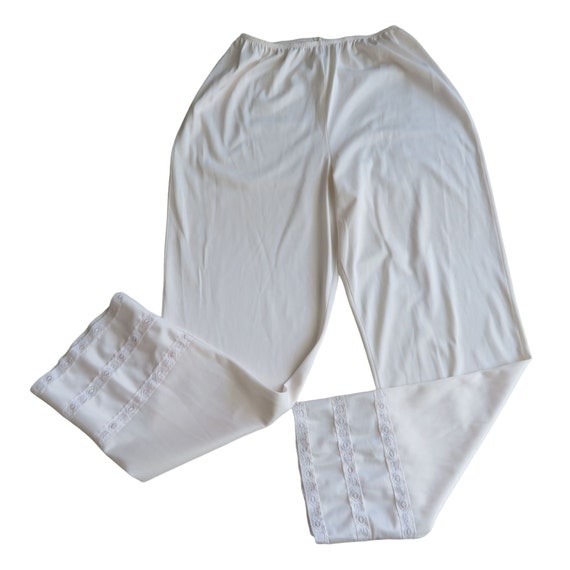 Vintage 70s Sears Nylon Pajama PJs Pants S Nude B… - image 3