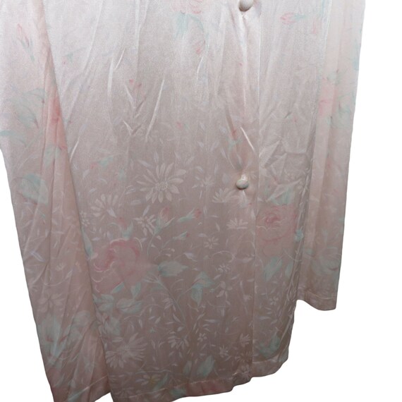 Vintage 70s Vanity Fair Robe: Pink Floral Lace Ny… - image 6
