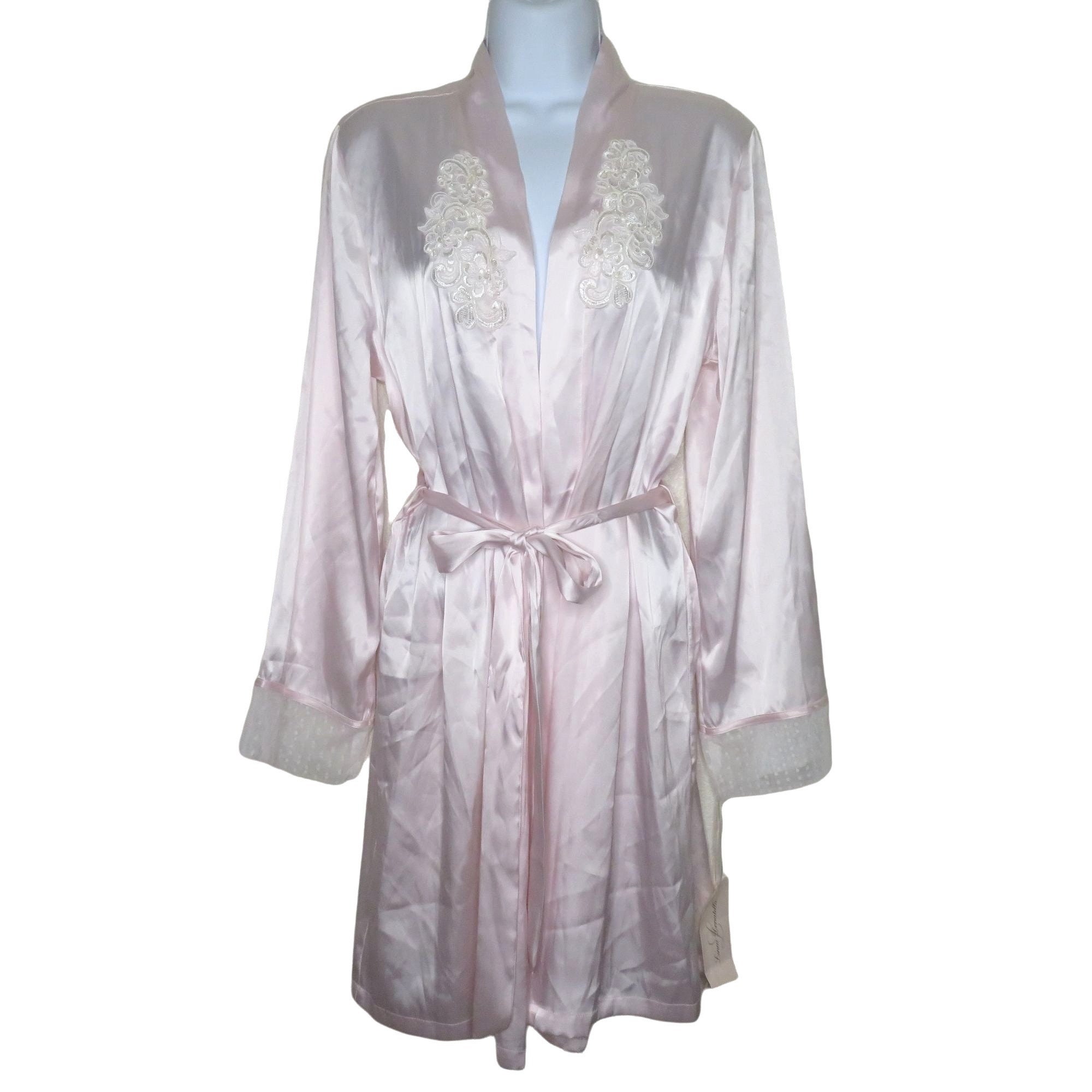 Vintage Linea Donatella Satin Robe S/M Pink Knee Length New - Etsy