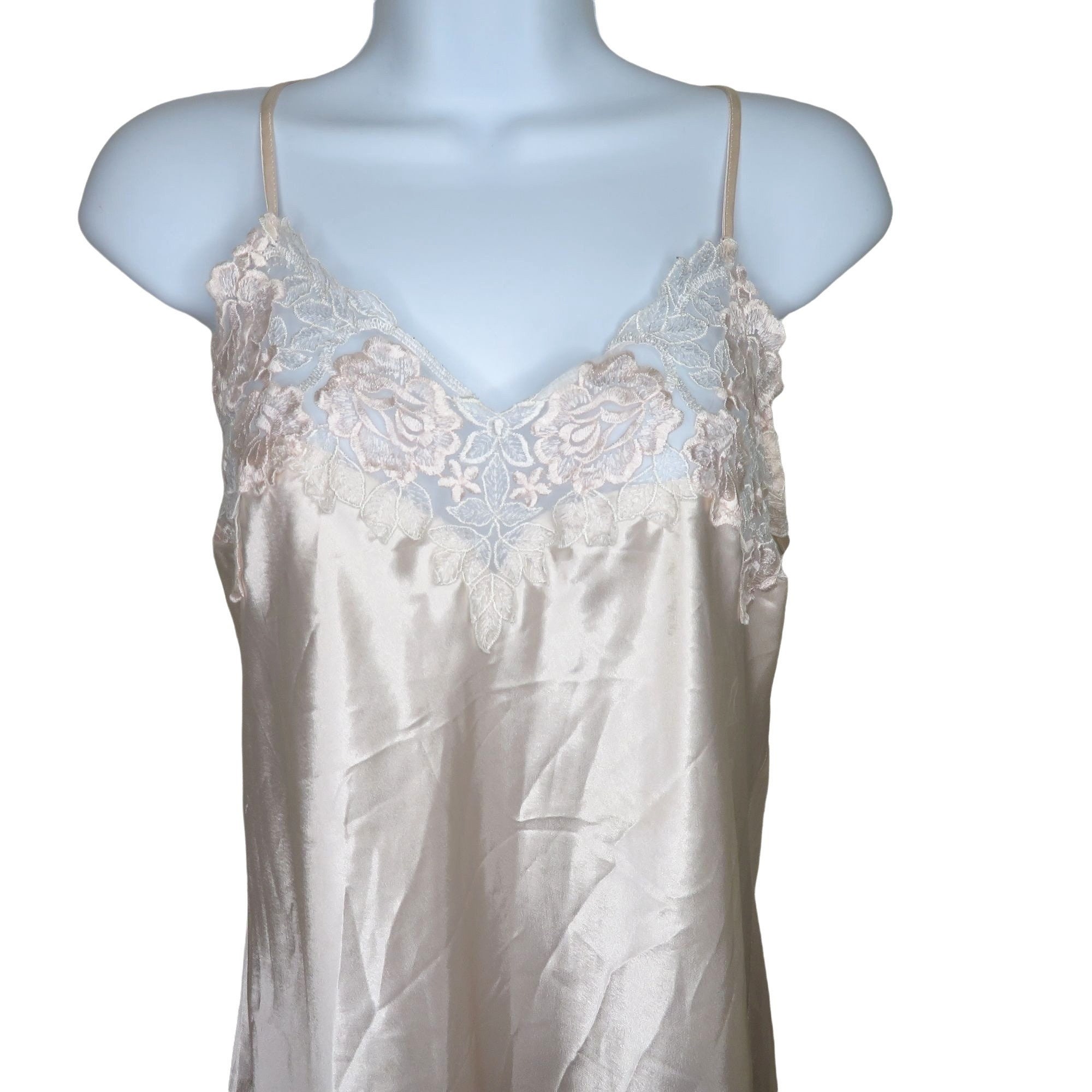 Déshabillé Vintage Dentelle Rose Taille 40 Chemise Nuit Polyamide