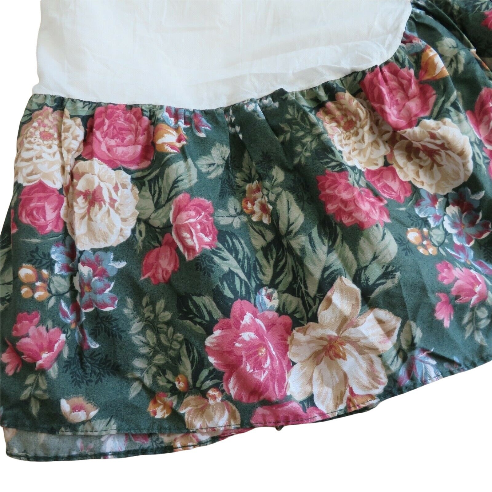 Vintage Queen Size Floral Bed Skirt Green Cottage Core Country Etsy