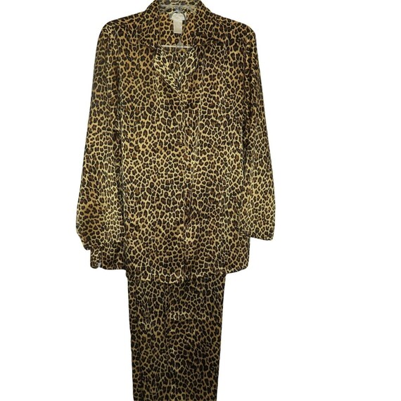 Vintage 90s Y2K Inner Most Satin Pajama Set L Animal Print Long Pants Button Shirt Sleepwear Etsy UK