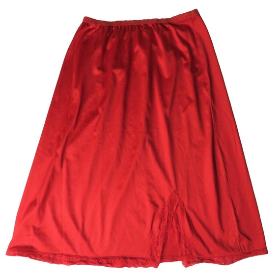 Vintage 60s Womens Satin Half Slip Red XS Nylon L… - image 3