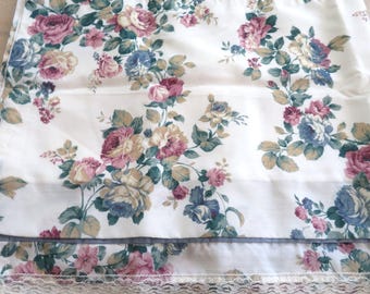 Vintage 80s JC Penny Blouson Valance Floral 22 x 46 Window Curtain Rod Pocket