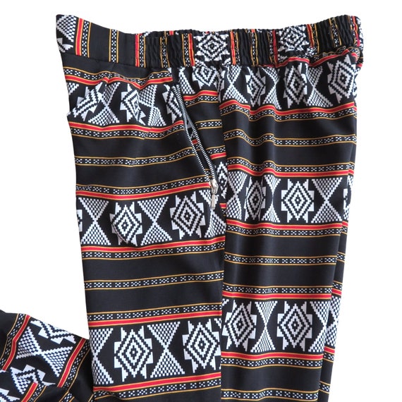 Vintage 90s Jogger Pants M Tribal Print High Wais… - image 6