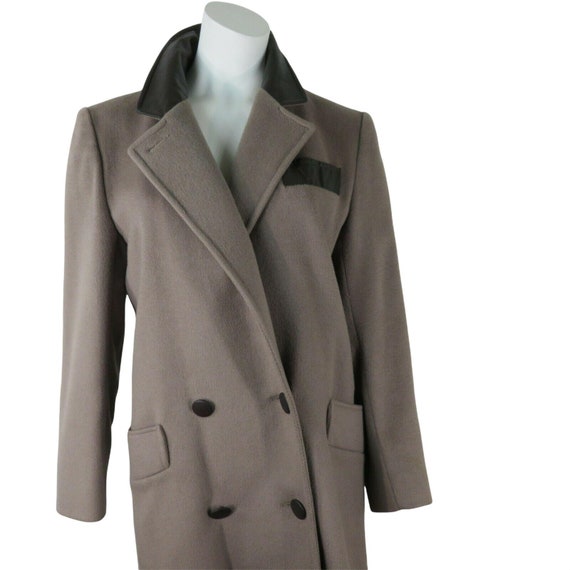 Vintage Trench Coat Sz M 70s Black Wool Long Winter Jacket
