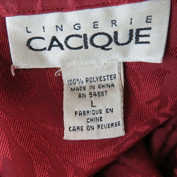 Vintage 90s Y2K Red Satin Brocade Pajama Set L Lo… - image 5