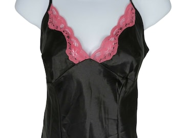 chinese dress ladies Veloura Long Silk Slip Dress in Fuchsia with Black Caudry Lace XL main image 0
