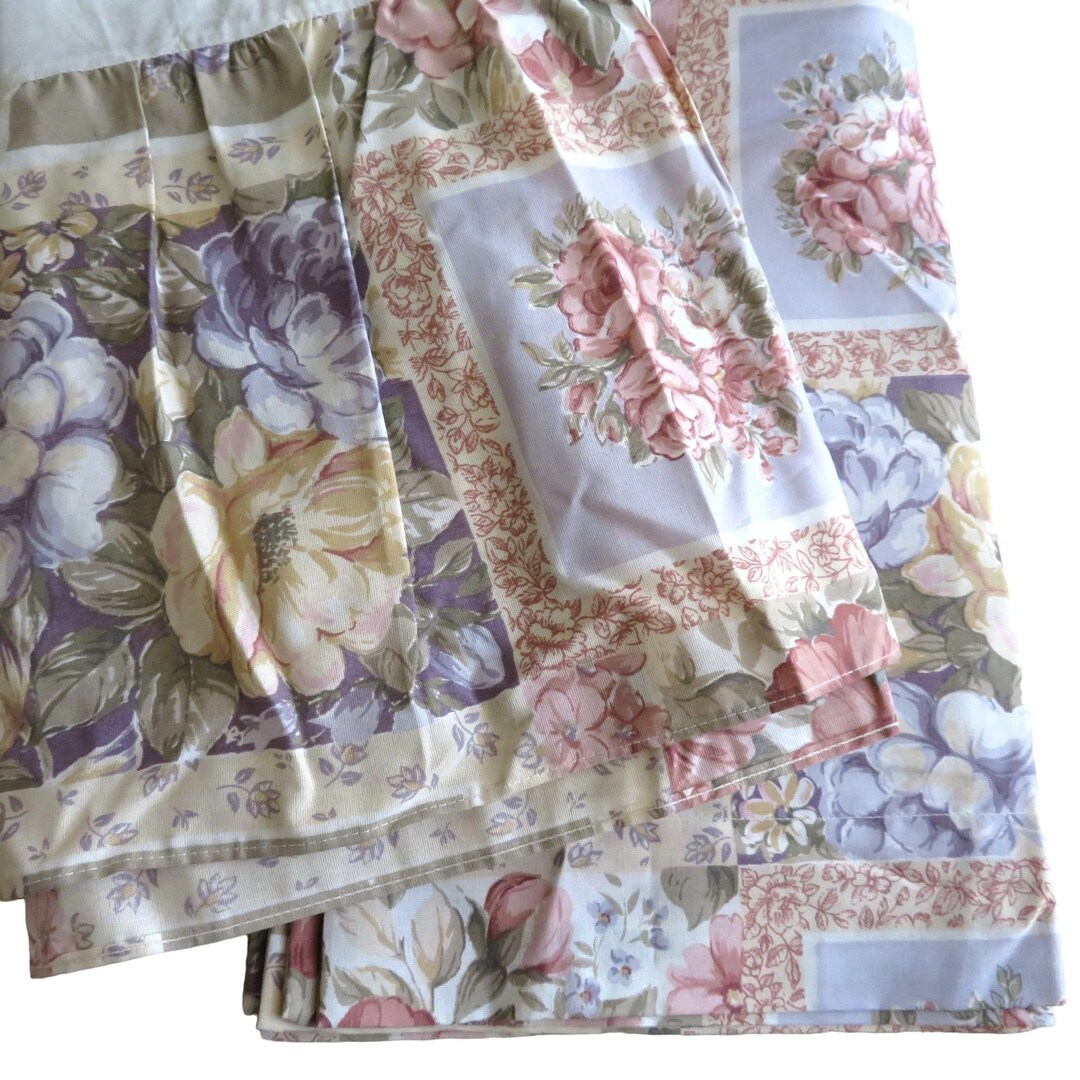 Jupe De Lit Vintage Liz Claiborne Bleue à Fleurs - Taille King - Style Cottagecore