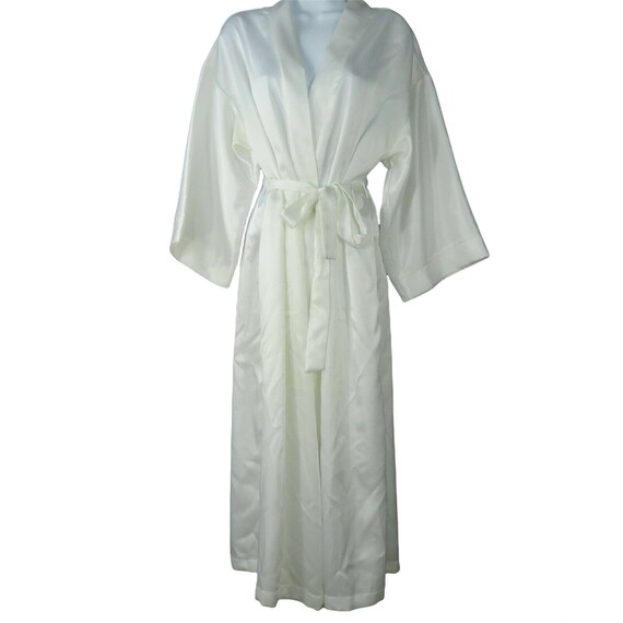 Vintage Dentelle Long White Kimono Robe L Belted … - image 3