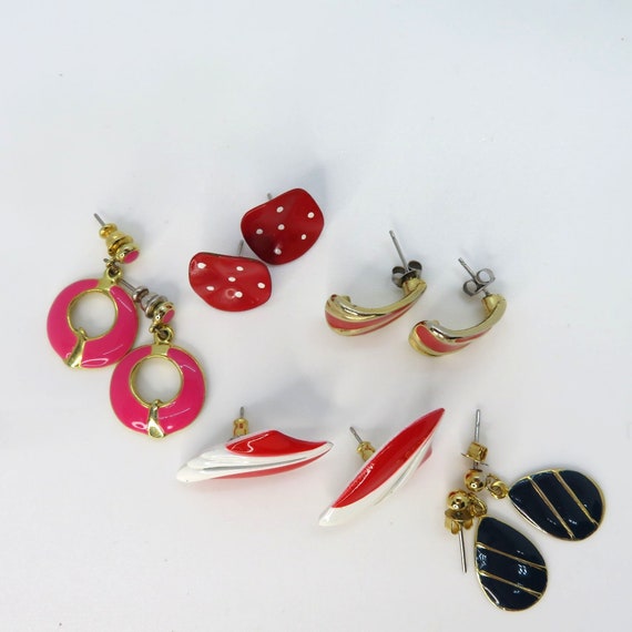 Lot of 5 Pairs of Vintage Pierced Earrings Posts … - image 4