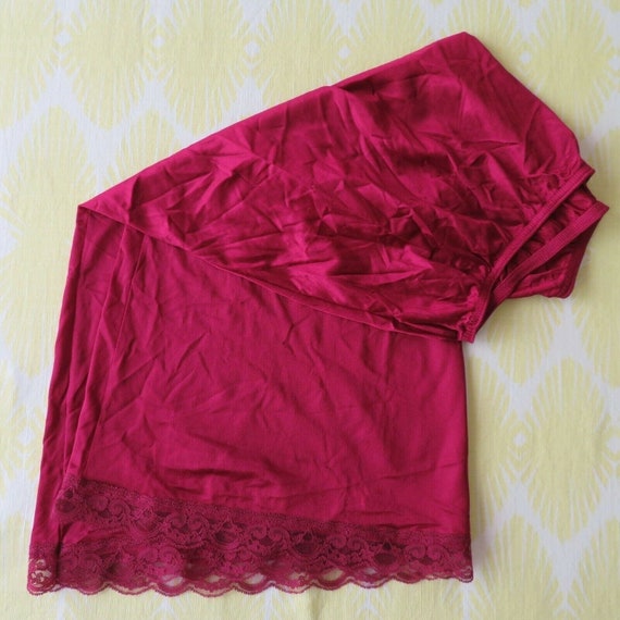 Vintage 60s Denna Half Slip Shirt Slip XS Burgund… - image 5