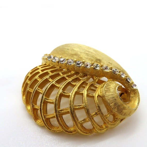 RARE Vintage 50s ULTRA Large 2" Shell Brooch Pin … - image 5