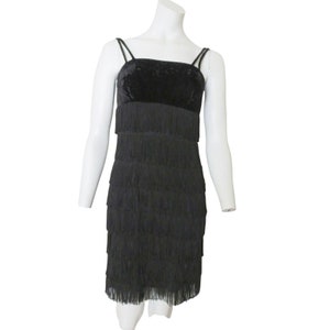 Vintage 60s/70s Handmade Flapper Dress XS Black Fringe Roaring 20s Gatsby Party Halloween Costume