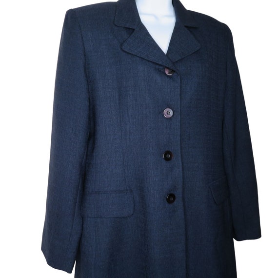 Vintage 90s Navy Blue Overcoat Trench Coat 10 Mid… - image 5