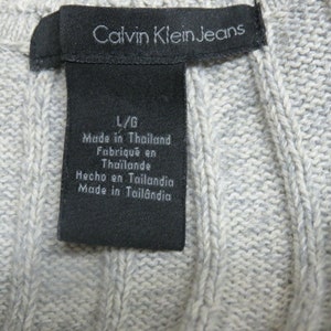 Vintage 90s Calvin Klein Pullover Ribbed Sweater Mens L Grey 1/4 Zip Cotton Epaulets image 9