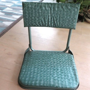 Vintage Teal Green Folding Stadium Seat: 1950s-60s Metal Clamp-On Chair