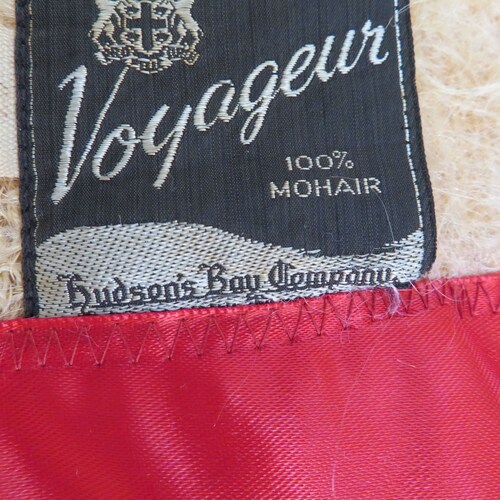 Vintage Hudson Bay Tartan Plaid Mohair Wool Throw Blanket Red Satin Trim 46
