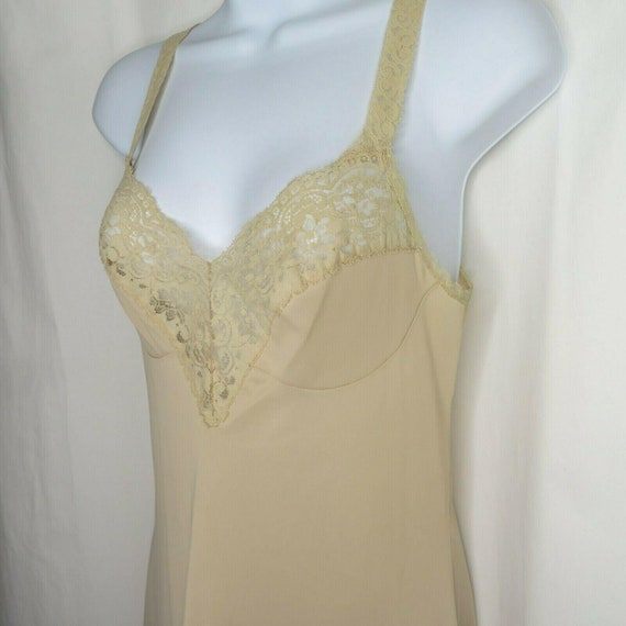 Vintage Vassarette Full Dress Slip XS Beige Lace … - image 5