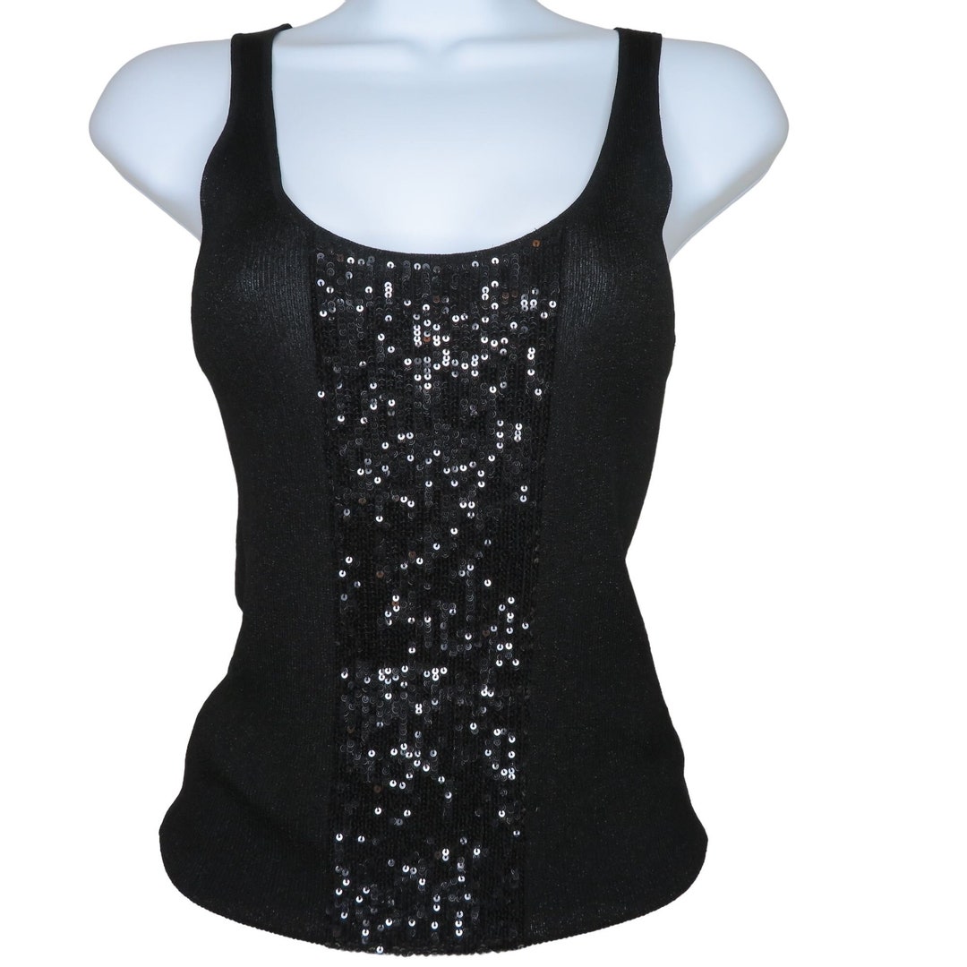 Top Sans Manches Noir Des Années 90 - Coton - Taille Small