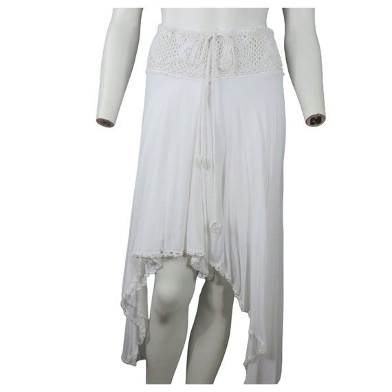 Vintage 90s Women's White Boho Skirt Hand Crochet… - image 3