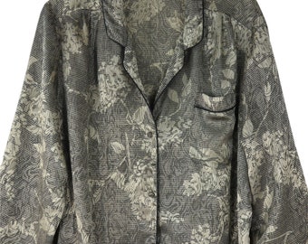 Vintage 80er Jahre Victoria's Secret Gold Label Floral Satin Nachthemd (L)