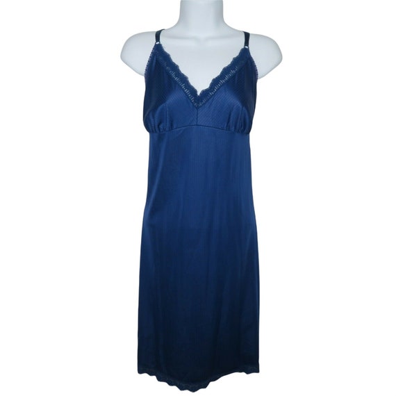 Vintage 70s Maidenform Royal Blue Full Slip Dress… - image 3