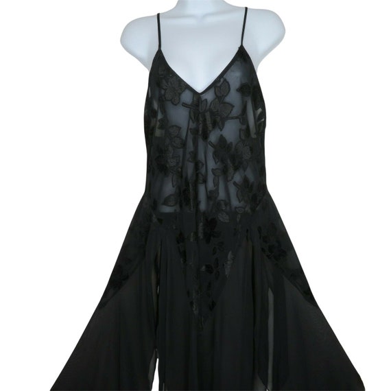 Vintage Morgan Taylor Sheer Black Slip Nightgown … - image 2