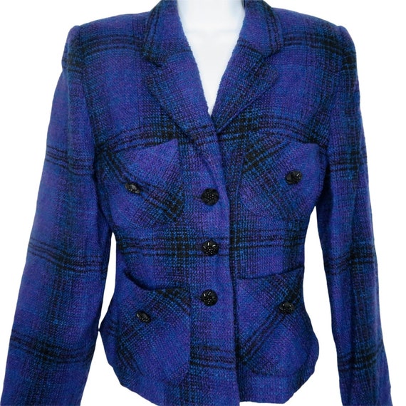 Vintage 70s Equator Plaid Jacket Classic Wool Ble… - image 6