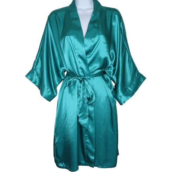 Vintage 70s Delicates Knee Length Stain Kimono Ro… - image 1